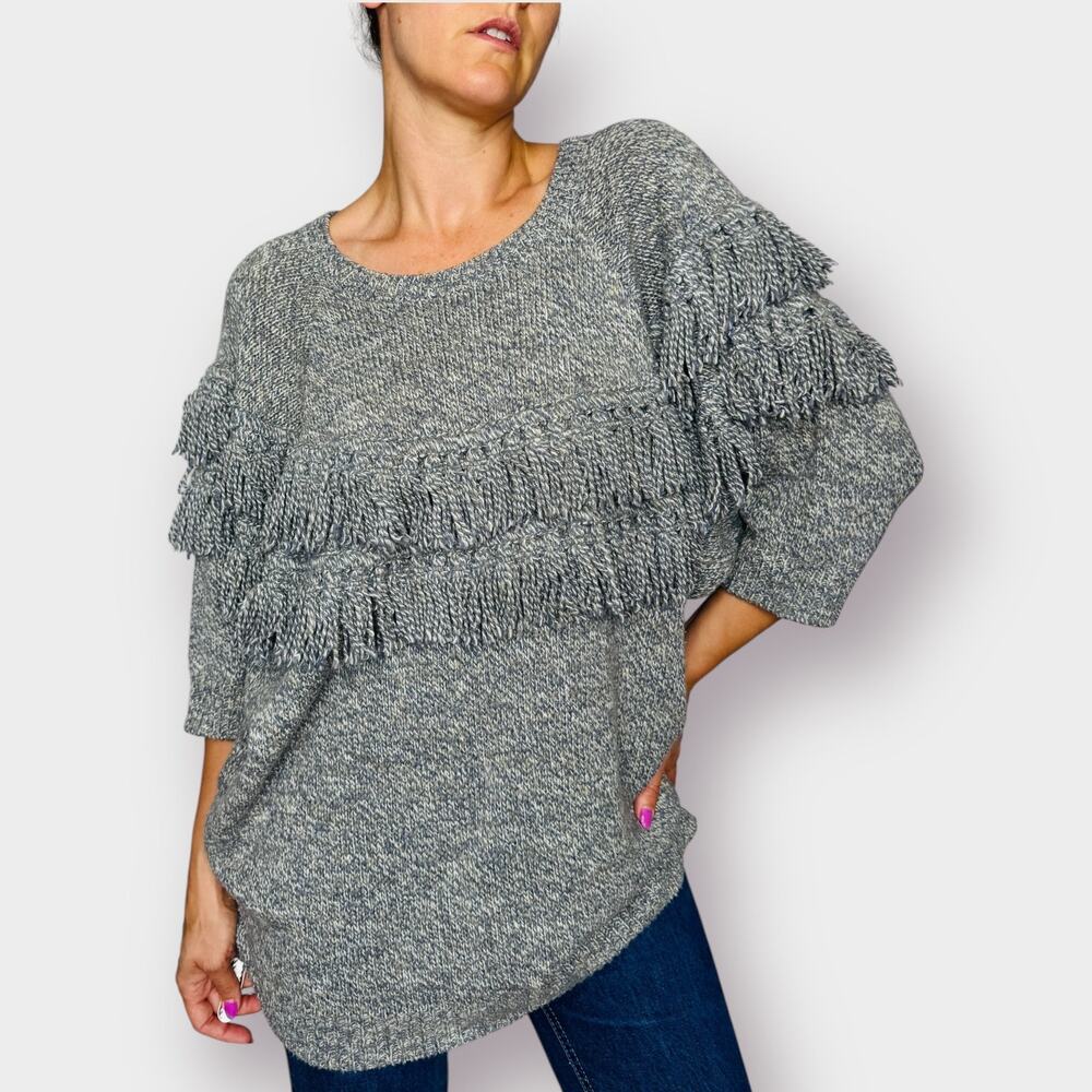 90s‎ Bonnie Lee Leroy Gray Fringe Sweater